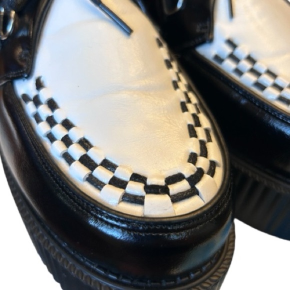 Rose.G Black White Punk Lace Up Platform Creepers Shoe Size 10 Retro 90s Unisex - Picture 6 of 16